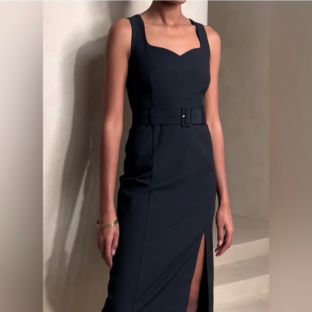 Banana Republic Black Midi Dress with Belt